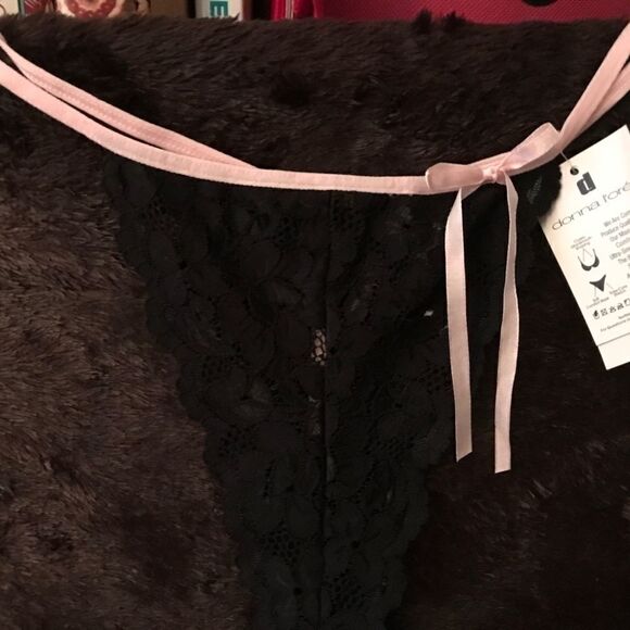 Pink Satin Trimmed Black Stretch Lace Slip NWT - Picture 4 of 7